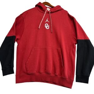 Jordan Oklahoma Sooners OU Hoodie Mens Large Crimson Black Jumpman Sweatshirt
